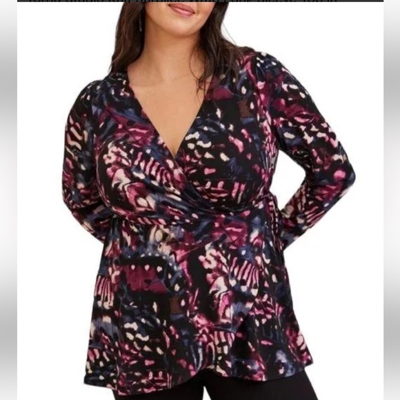 Torrid Multicolored Surplice Wrap Top Size 4X - Picture 1 of 15